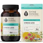 Stress Less Supplement - Fermented Ashwagandha, Holy Basil, Rhodiola, & California Poppy - Vegan, Non-GMO - Living Alchemy, 60 Pcs
