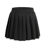 Bezioner Girls Tennis Skirt with Shorts,Golf Skort with Dual Pockets Pleated Skirt Skater Mini School Skirt Black XL(10-12 Years,130-150 cm)