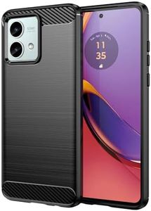 HEYUS Case for Moto G84, Shock-Absorption Brushed Flexible Soft Carbon Fiber Protective Cover for Motorola Moto G84 - Black