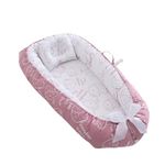 SYGA New Born Baby Nest Portable Reversible Sleeping Bed Foldable Sleeping Toddler Cotton Baby Mattress Pillow for 0-2 Years Baby, 53 X 88 CM, Elephant Powder