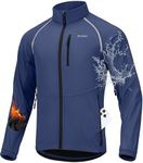 Men's Winter Cycling Jackets Thermal Warm Water Resistant Running Bike Windproof Windbreaker Reflective Fleece Cold Weather Mountain Biking Bicycle Riding Gear(Navy,L)