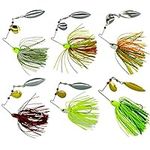 6pcs Bass Spinnerbait Fishing Lures Spinner Baits Kit Buzzbait Topwater Jig Swimbait for Bass Pike Trout Salmon Freshwater Saltwater Fishing