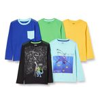 Spotted Zebra Boys' Long-Sleeve T-Shirts, 5-Pack Space Dino, Large