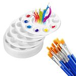 Paint Palette Tray,Paint Brushes Set of 20 (White&Blue 20pcs)