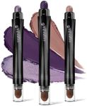 LUXAZA 3PCS Cream Eyeshadow Stick Set,Pro Longwear Purple Eye Shadow Sticks Pencil Crayon-Grape Glam