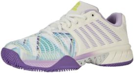 K-Swiss Women's Express Light 3 Padel Shoe, Snow White/Purple Heart/Evening Primrose, 6