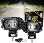 Auxbeam 4" Cube LED Pods, Super Bright 60W Offroad Pod Lights Auxiliary Driving Light Flood Light Pods Motorcycle Driving Light for ATV UTV SUV Boat Jeep