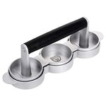 GRÄWE Hamburger Press for 3 Mini Burger Patties, 3 Mini Burger Press Made of cast Aluminium with Non-Stick Coating and 60 Sheets of Baking Paper
