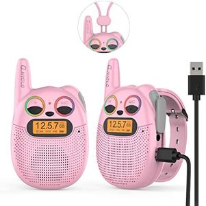 Walkie Talkies for Kids Rechargeable, Toys for 3+ Years Old Kids Walkie Talkies Rechargeable, Up to 2 Mile 2 Way Radio Birthday Toys for Girls And Boys, Pink