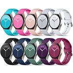 DaQin 10 Pack Bands Compatible with Samsung Galaxy Watch 6/Watch 5/ Watch 4 40mm 44mm/Watch 6 Classic/Watch 5 Pro/Watch 4 Classic/Active 2, 20mm Soft Silicone Sport Strap Wristbands for Women Men