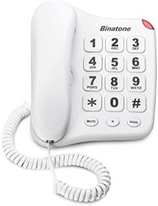 Binatone Big Button 110 Corded Phone, Wall Mountable, Hearing Aid Compatible, Redial Button - White