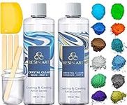 ResinArt 20oz Kit: Clear Casting & Coating Epoxy, 10 Mica Pigments, 2 Glow in The Dark Colors, 3 Accessories…