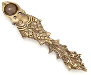 Two Moustaches Brass Fish Design Pooja Spoon (Brown_3 Inch X 1 Inch X 10 Inch)