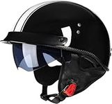 Half shell helmet brain-cap half shell jet helmet scooter helmet retro half helmet with built-in visor for cruiser chopper biker moped DOT/ECE approval B,XL(61~62cm)