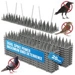 20 Pack Bird Spikes Deterrent - 20ft Pigeon Deterrent for Balcony. 3200 Spikes to Keep Birds Away. Bird Spikes for Outside to Keep Birds Away & Deter Barn Swallows from Nesting, Squirrel Deterrent