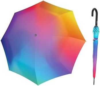Knirps A.760 Curved Handle Rain Umbrella for Adults in Rainbow – 42" Windproof Automatic Open Canopy, Ultra Lightweight Steel Aluminum Frame with Large Button, Rounded Tips, Polyester Case Included