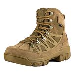 FREE SOLDIER Men Tactical Boots Mid High Rise Trekking and Hiking Shoes Winter Boots (9, Wolf Brown)