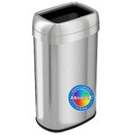 iTouchless 16 Gallon Dual-Deodorizer Oval Open Top Trash Can, Commercial Grade Stainless Steel, 60 Liter Open Garbage Can
