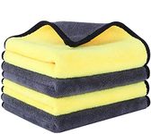 Auto Hub Heavy Microfiber Cloth for Car Cleaning and Detailing, Double Sided, Extra Thick Plush Microfiber Towel Lint-Free, 800 GSM (Size 40cm x 40cm)/Pack of 4, Color: Yellow