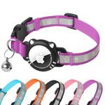 Ytanest Airtag Cat Collar, Reflective Air Tag Cat Collar with Apple Air Tag Holder, Breakaway Tracker Gps Collar for Small Cats, Kittens and Puppies, Purple, S(9-11 Inch)