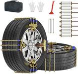 Upgraded Snow Chains 8 Pack, Tire Chains for Passenger Cars, Pickups, and SUVs, Universal Adjustable Emergency Portable Snow Tire Chains for Tire Width 215-285mm