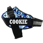 KIKA Pets Personalized Dog Harness | Dog Harness with Name | Customized Dog Harness for Large Dogs, Large Size (for 21-35 kgs) Evil Eye Dog Harness, Multi-colored