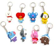 The shopping tunnel Cute BTS BT21 Kpop Character doll silicone keychain( Set of 8). Special edition