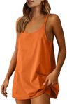 Caracilia Womens Summer Mini Dress 2024 Casual Sleeveless Built in Shapewear Sundress Trendy Short Tennis Athletic Outfits Tangerine XX-Large