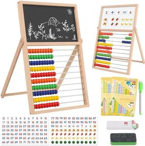 Wooden Abacus for Kids Math Games for Kids 3-5 4 5-7 6-8 Counters Toys with Double-Sided Whiteboard Blackboard and Magnetic Number Cards 1-100 Educational Counting Math Manipulatives 1st 2nd grade
