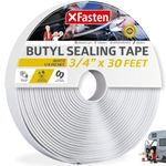 XFasten Butyl Seal Tape, White, 1/8-Inch x 3/4-Inch x 30-Foot, Leak Proof Putty Tape for RV Repair, Window, Boat Sealing, Glass and EDPM Rubber Roof Patching