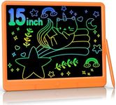 LCD Writing Tablet 15 Inch, Colorful Erasable Doodle Board Drawing Pad, Magic Drawing Tablet for Kids Toddler, Reusable Electronic Doodle Pad, Educational Toys Gifts for 3-12 Year Old Boys Girls