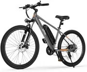 Qlife Racer Electric Bike for Adults - 21-Speed Mountain Lightweight Ebike with Peak 750W 22MPH Brushless Motor, 375Wh Removable Battery, 26X2.1 Tire Step Over E-MTB, Up to 40 Miles,Grey