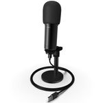 Amcrest USB Microphone for Voice Recordings, Podcasts, Gaming, Online Conferences, Live Streaming, Cardioid Microphone with Adjustable Heavy Metal Stand, Windscreen and 6.5 ft USB Cable, AM430