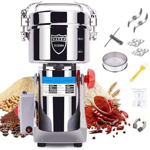 Greatrue 1000g Electric Grain Mill Grinder, 304 Stainless Steel Flour Mill, 3000W High Speed Spice Grinder, Electric Grain Mill for Dry Wheat, Oats, Corn, Pepper and Coffee Beans