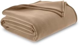 Vellux King Size Blanket - All Season Luxury Warm Micro Plush Lightweight Thermal Fleece Blankets - Perfect for Couch Bed Sofa - Breathable Bed Blankets King Size - Hotel Quality (90x108 Inch, Beige)