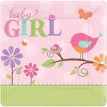 Amscan 10-inch Tweet Baby Girl Square Plate Party Accessory