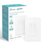 Kasa Smart Ceiling Fan Control & Dimmer Switch (KS240) - Adjustable 4-Speed Fan & Brightness Control, Works w/Apple HomeKit, Alexa & Google Home, Single Pole, 2.4G Wi-Fi Only, Neutral Wire Required