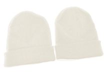 Caprilite 2 x Children's Kids Boys Girls Unisex Winter Knitted Beanie School Hat (Pair) UK (Cream)