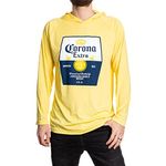 Men's Corona Label Hooded Rashguard with UV Protection, Yellow, Large