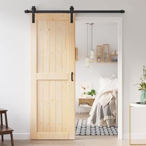 ROYMELO 30x84 inch Sliding Barn Wood Door Slab with 5ft Hardware Kit, Requires Simple DIY Assembly