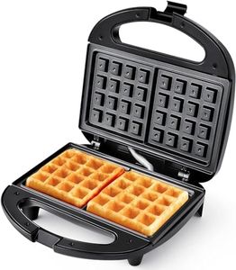 YASHE Waffle Maker, 750W Electric Non-Stick Waffle Iron Machine, Dual Belgian Waffle Machine, Automatic Temperature Control, Cool Touch Handle