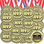 Equsion 36 Pcs Award Medals with Neck Ribbons MVP Gold Sports Awards for Kids Adult Football Baseball Basketball Player Team Sports Party Trophy Participation Winner Recognition Gift Tournament Prize, GUU-Equsion-941