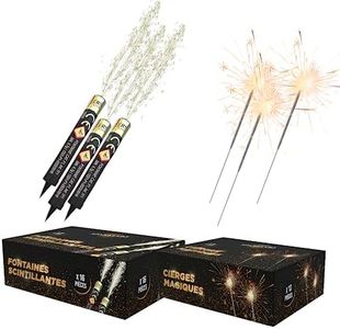 Lot de 16 Fontaines à Gateaux 1 Minute + 10 Cierge Magique 40 Secondes, idéal pour Décoration de Gateaux, Bougie étincelante Scintillante anniversaire - Catégorie F1 - SPARKLERS CLUB®