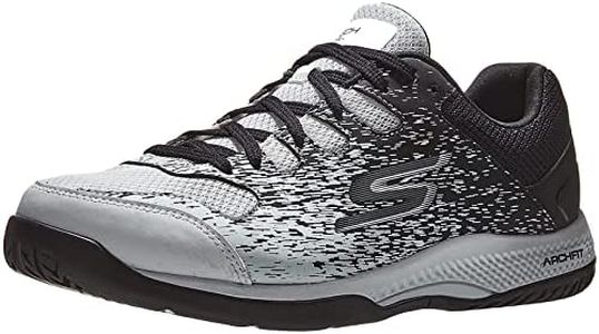 Skechers Men's Viper Court-Athletic Indoor Outdoor Pickleball Shoes with Arch Fit Support Sneaker, White/Black, 12
