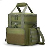 Tactical Lunch Box for Men, Insulated Lunch Bag Adult, Thermal Lunchbox Leakproof Waterproof Cooler Bag, Dual Compartment Lunch Tote, Large Lunch Pail for Work Office Camping Travel(Green)