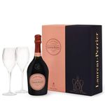 Laurent Perrier Cuvee Rose Non Vintage Champagne with Two Glasses Gift Pack, 75 cl