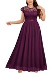 Miusol Women's Formal Floral Lace Plus Size Bridesmaid Party Maxi Dress, A-magenta, X-Large Plus