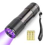 AUXHCYL UV Torch Light,9 LED 395nm Ultraviolet Flashlight Torch, Black Light Detector for Pet Urine on Floors/Carpets,3 AAA Batteries Included