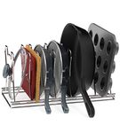 SimpleHouseware Height Adjustable Pot and Pan Organizer Rack Holder, 7 Compartments, Chrome