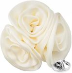 Vittorio Vico Premium Trio Cluster Flower Lapel Pin - Formal Brooch, Boutonniere for Men (Ivory)